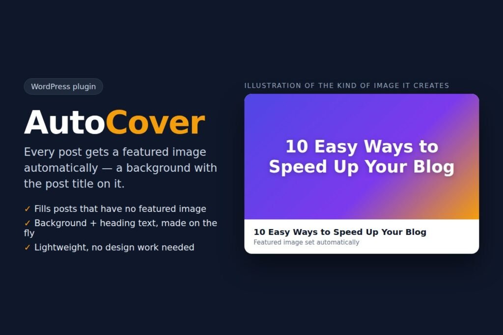 AutoCover — WordPress plugin that auto-creates featured images from post titles
