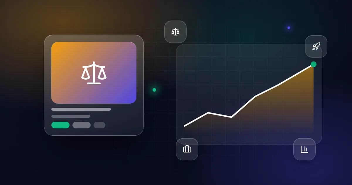 Small business vs startup valuation: a scale card with rocket, briefcase and chart icons on a dark background