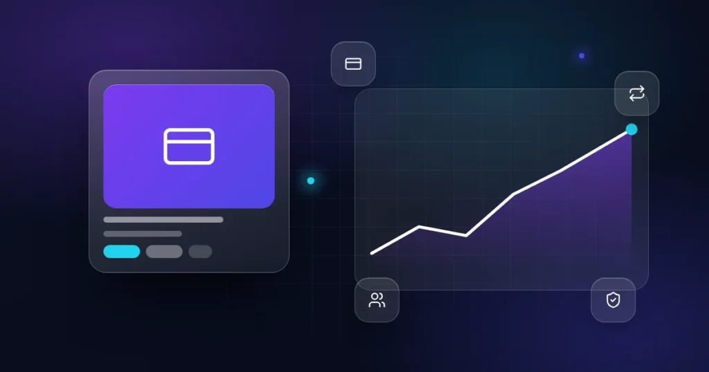Moving Stripe subscriptions to a new owner: a card with repeat, customers and shield icons on a dark background